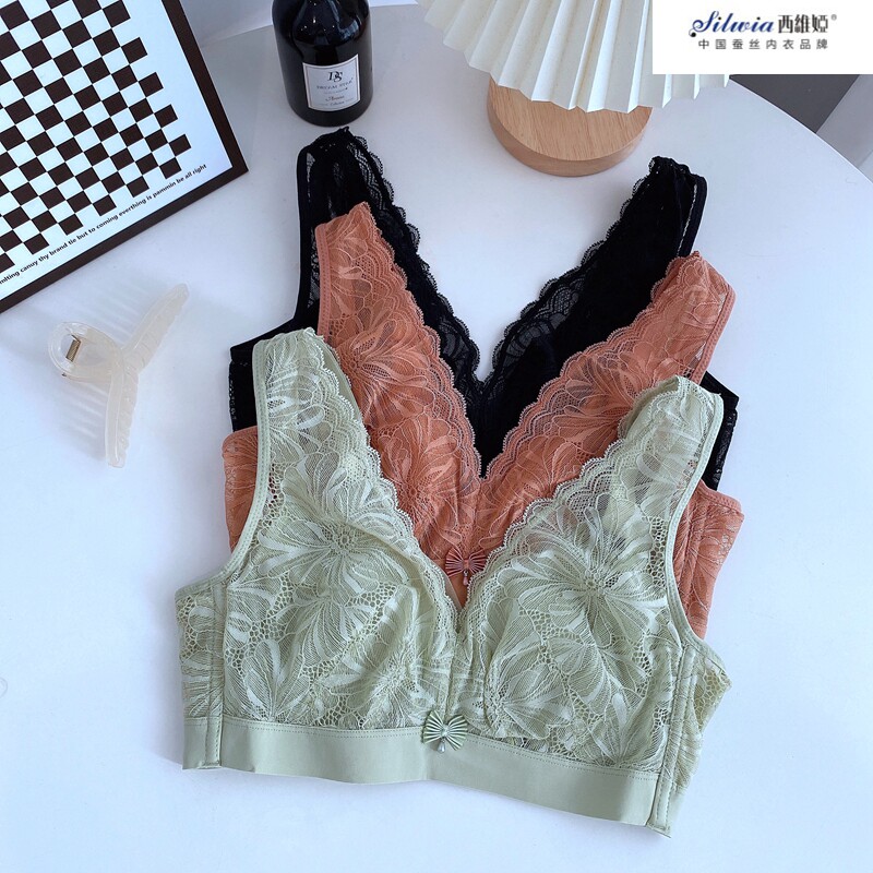 西维娅s678-20超薄蕾丝背心式肩带蚕丝软钢圈 透气显胸小内衣聚拢