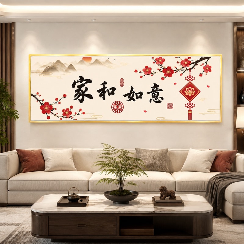 家和万事兴十字绣2026新款线绣客厅简约现代手工简单绣印花刺绣画