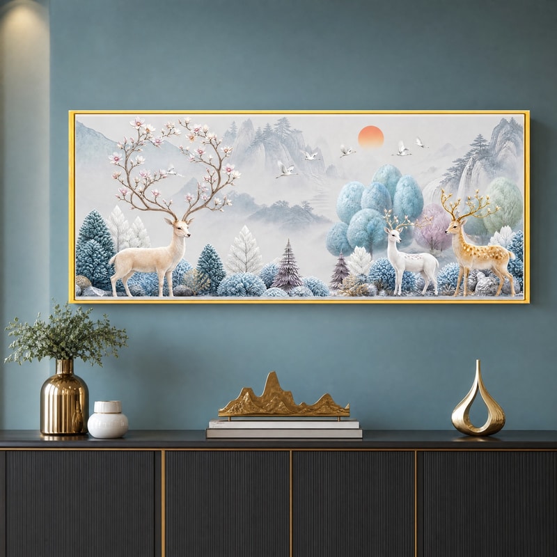 花卉图案十字绣客厅挂画手工DIY材料包田园山水画麋鹿家和万事兴
