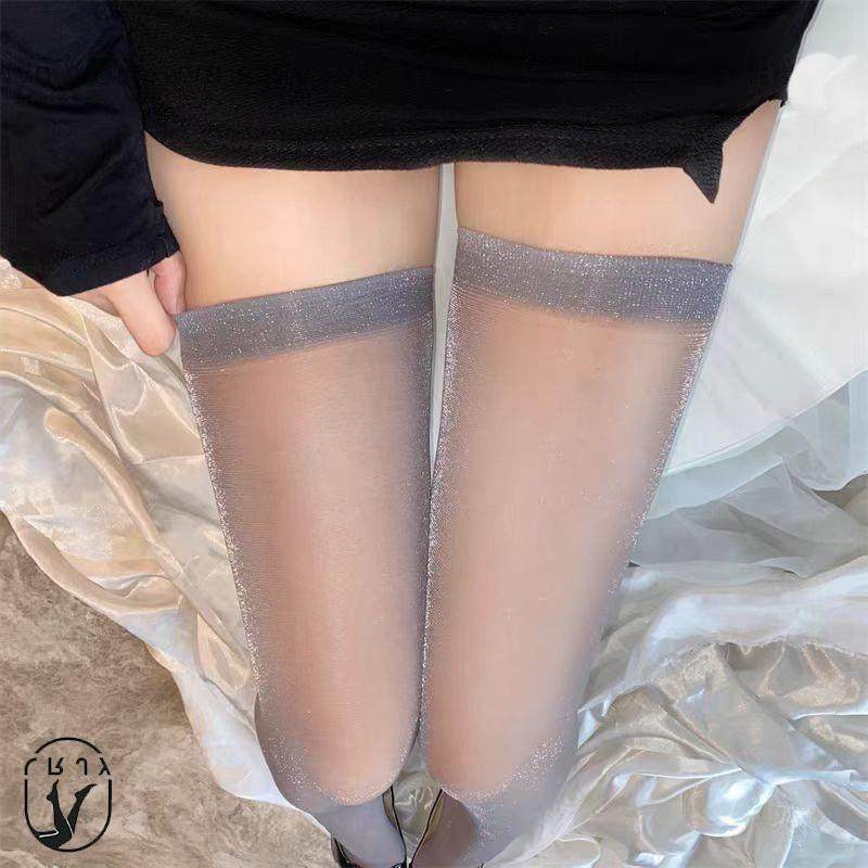 脚尖透明超薄亮丝长筒丝袜女过膝珠光高筒袜白色银丝大腿袜黑丝袜,女士内衣/男士内衣/家居服,长筒袜,淘宝优惠券,粉丝福利购,淘宝优惠卷