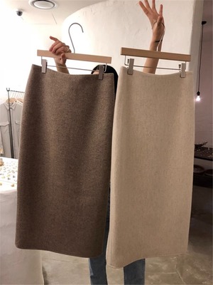 半身裙女复古毛呢A型长裙