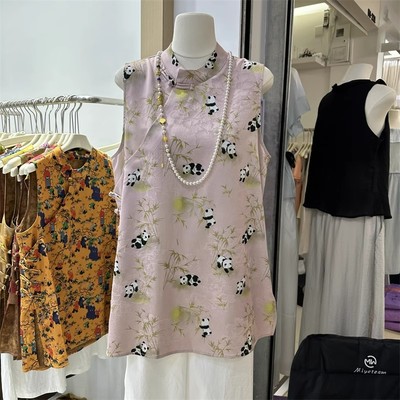 国风马甲女无袖衬衫背心裙2025夏新款新中式盘扣中长款上衣马夹裙