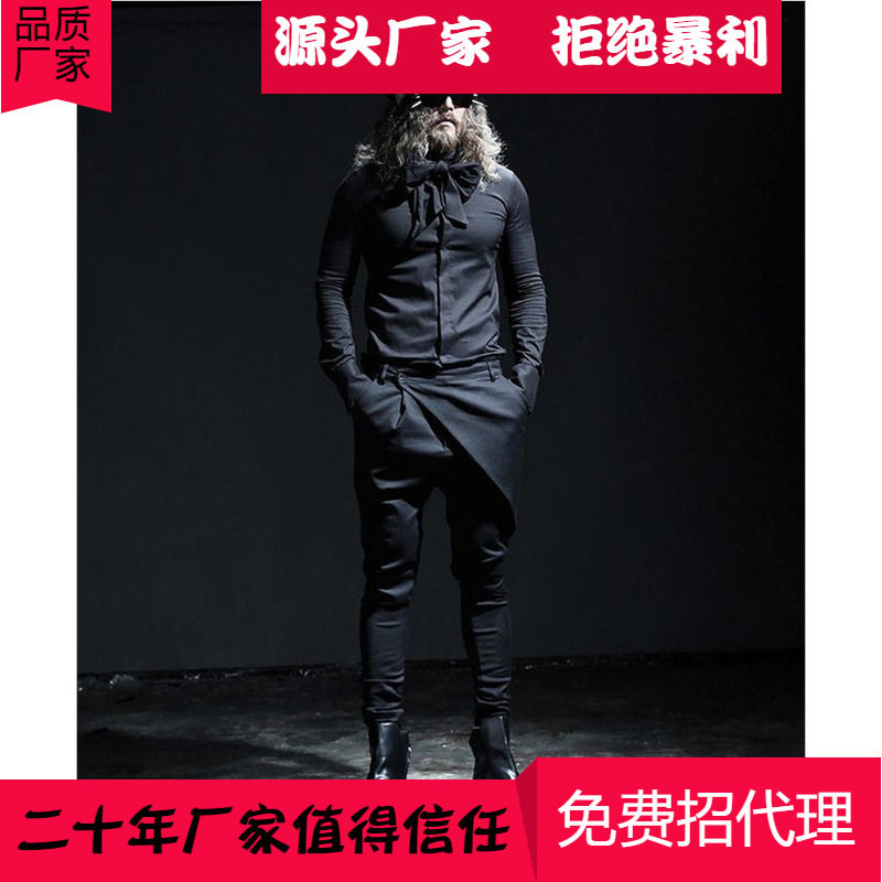 新男装韩版个性时尚休闲设计修身紧身长裤靴裤裙