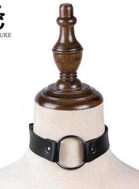 蒸汽朋克圆环项链道具饰品PU皮街拍夜店服饰配件创意礼物