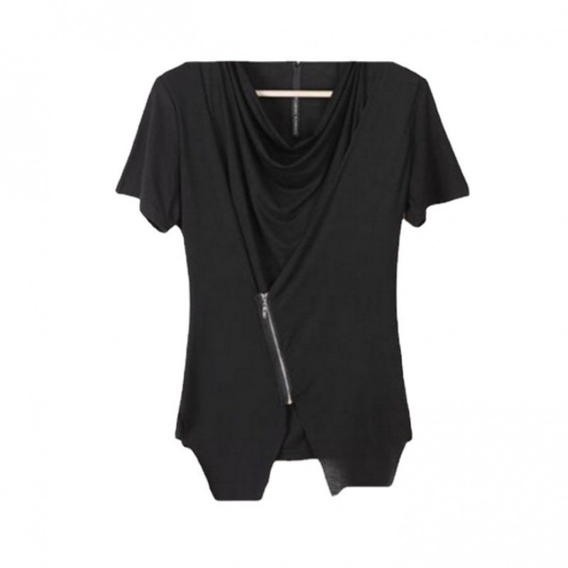 男装非主流休闲个性韩版短袖T恤修身款假两件时尚潮男