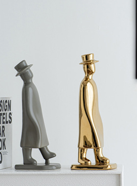 北欧人物行走摆件样板间酒店创意家居玄关客厅酒柜民宿软装摆设