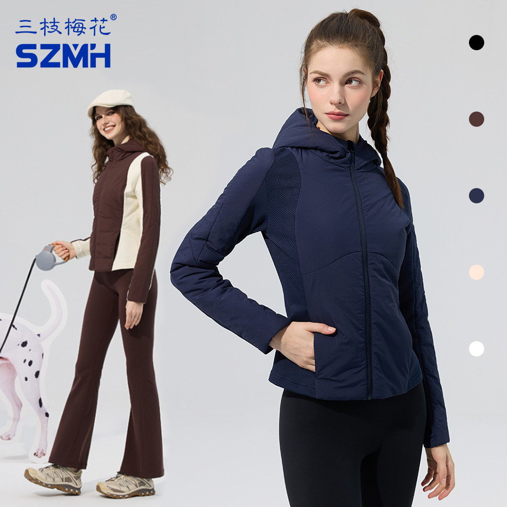 三枝梅花运动棉服女士3M新雪丽棉轻量暖绒秋冬新户外保暖休闲外套
