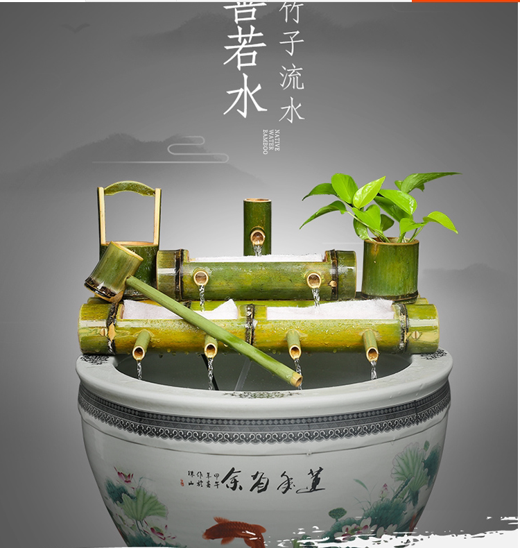 假山喷泉摆件竹子流水鱼缸摆件