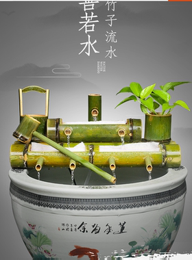 假山喷泉摆件竹子流水鱼缸摆件