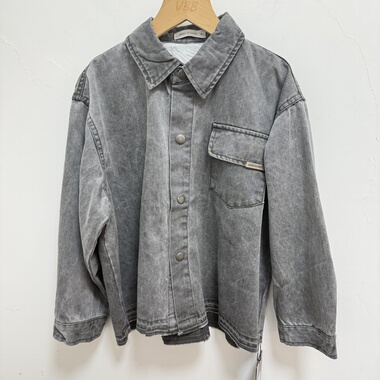 实体精品童装店 儿童中大童花灰色软牛仔衬衫 春秋款薄牛仔外套