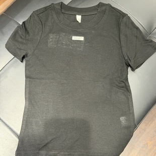 简约基础款 中大童凉感天丝羊毛儿童修身 上衣 新款 夏季 黑色短袖 T恤