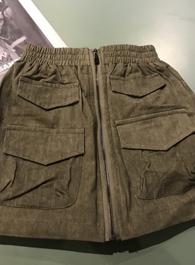 实体精品童装店 GG7女童军绿色水洗做旧裤裙