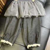 女童灰色毛圈螺纹收口休闲裤 实体精品童装 店 灰色雪纺半裙可脱卸