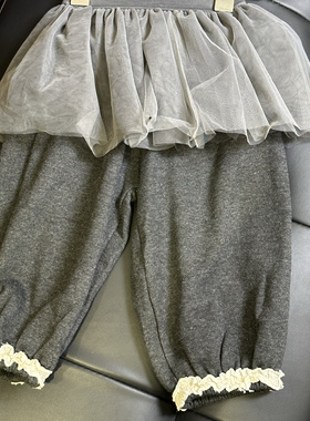 实体精品童装店 女童灰色毛圈螺纹收口休闲裤 灰色雪纺半裙可脱卸