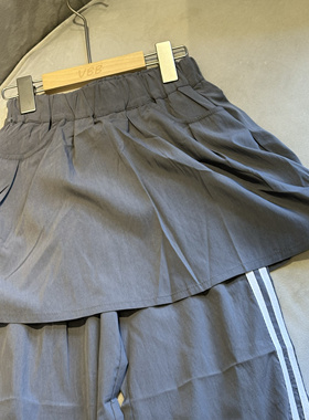 vogue baby beginning实体精品童装店女童灰色假两件裙裤速干面料