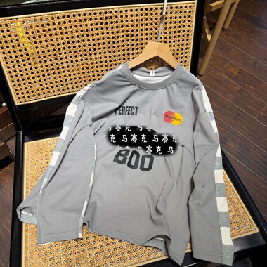 实体精品童装店vogue baby beginning中大童灰色长袖前后拼接 T恤