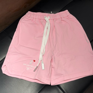 中小童浅粉色针织面料短裤 新款 刺绣印花松紧腰头少女粉裤 子 夏季