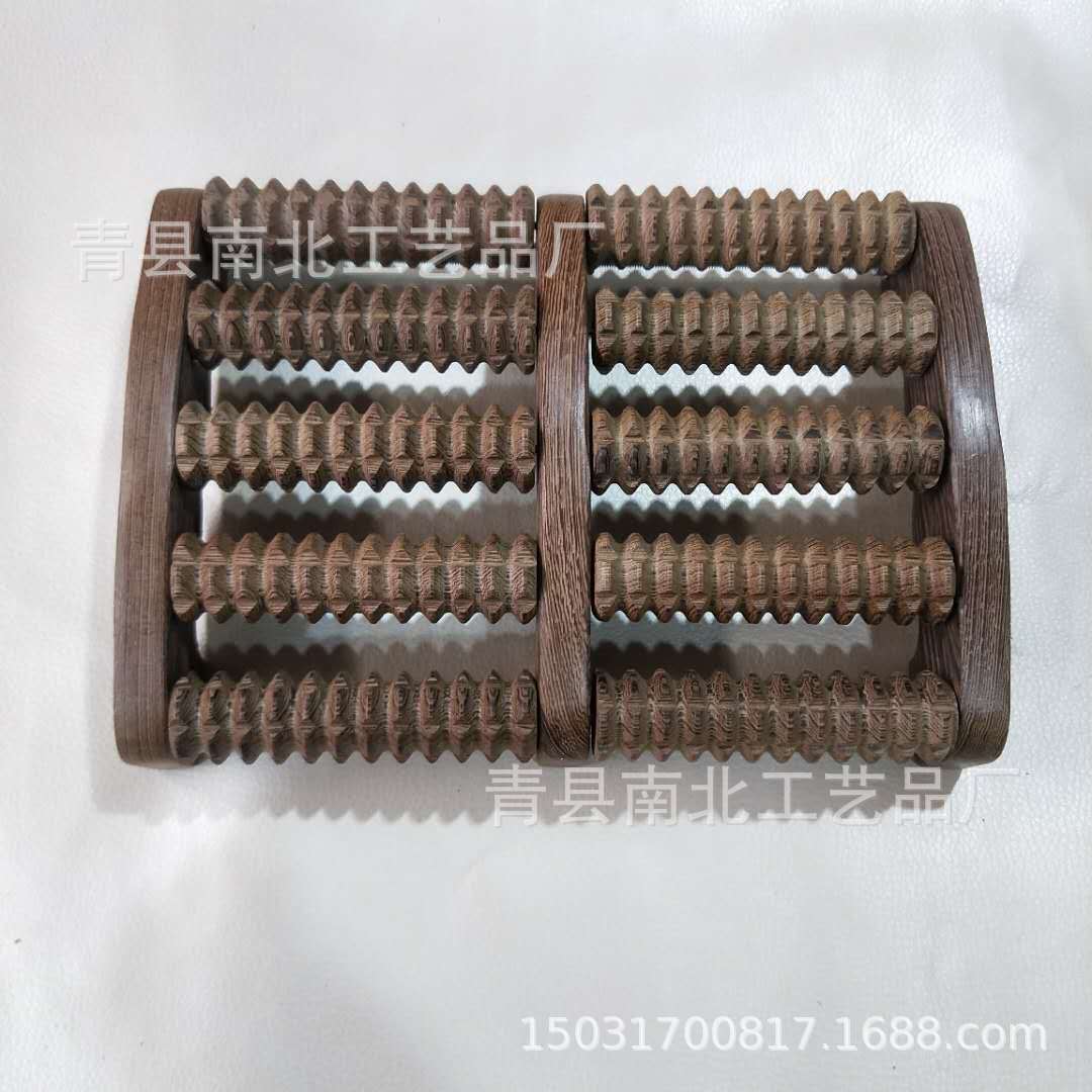 鸡翅木足底按器木质滚轮式家用大号五排脚底木质脚排