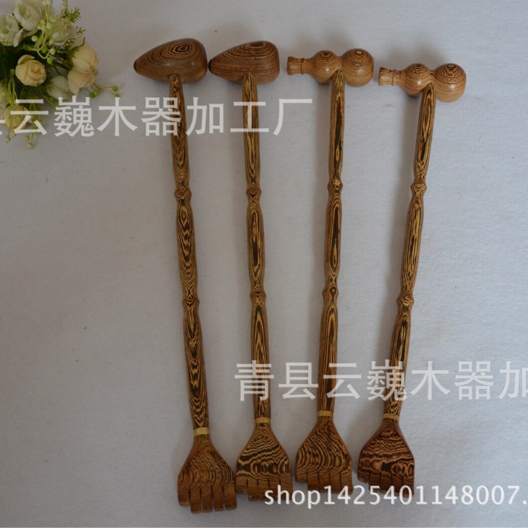 鸡翅木两用健身锤敲打锤按捶痒痒挠不求人木质木器厂
