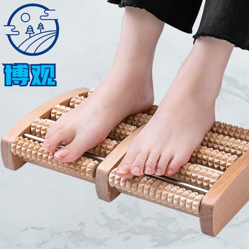 足底脚底按器木质滚轮式实木脚部足部腿部按脚器穴位滚珠家用