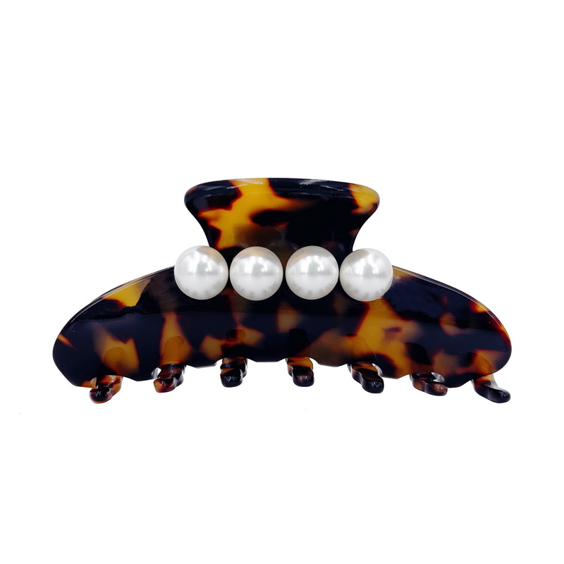 高端法式大号珍珠发抓玉珠鲨鱼夹