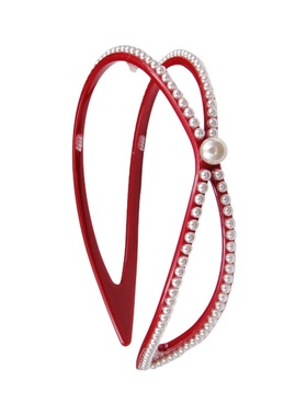 高端法式珍珠宽发箍红色过新年双股头箍压发卡带防滑齿舒服不勒头