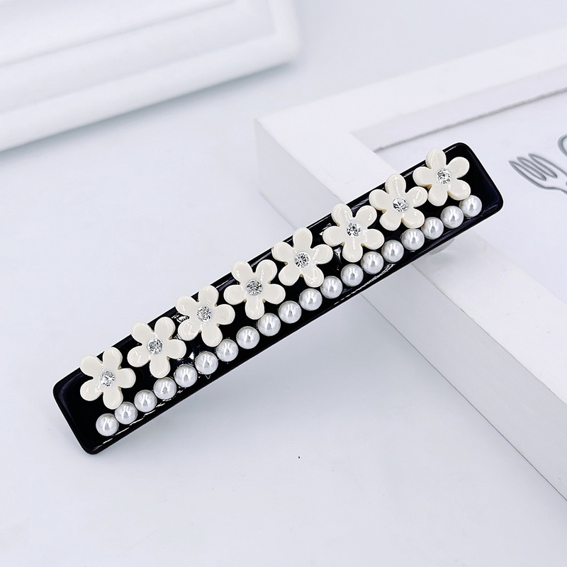 日韩法式珍珠水钻马尾横发夹