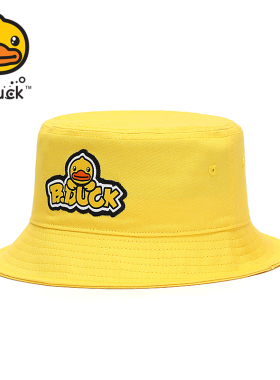 B-duck小黄鸭网红可爱卡通渔夫帽男女黄色盆帽日系文艺百搭帽子潮