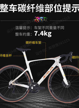萨瓦SAVA造梦者全碳纤维公路自行车电变24速油压碟刹弯把赛车成人