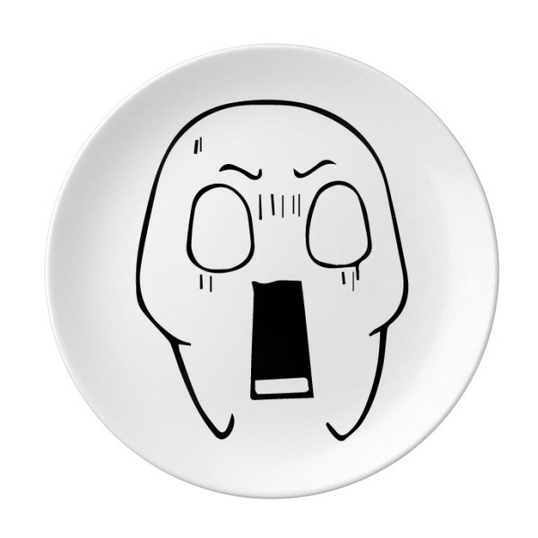 张大口惊吓黑色聊天表情陶瓷餐盘子8寸月光盘餐具家居礼物