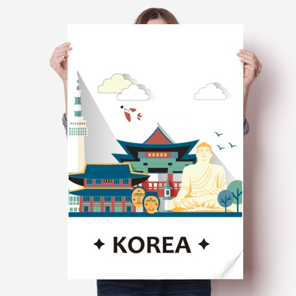 韩国首尔釜山著名旅游景点海报贴纸80x55cm墙贴纸卧室家居装饰
