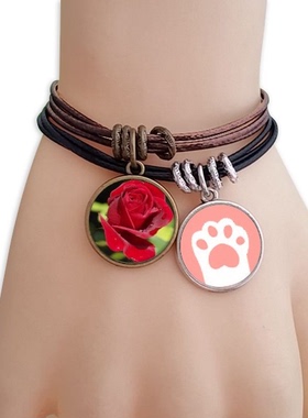 红色玫瑰猫咪礼品手链