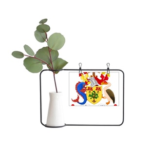 巴巴多斯布里奇顿国徽金属相框陶瓷花瓶装饰