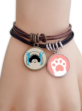 大哭黑色聊天表情纹样黑棕手链对饰品猫咪礼物礼品