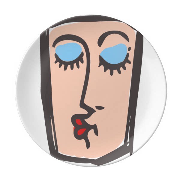 亲亲抽象人脸聊天素描表情包陶瓷餐盘子8寸月光盘餐具家居礼物