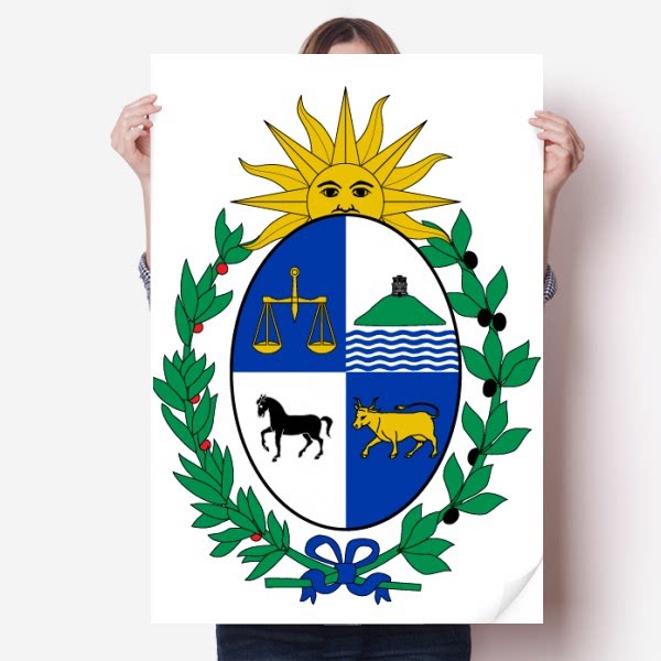 乌拉圭南美洲国徽海报贴纸80x55cm墙贴纸卧室家居装饰