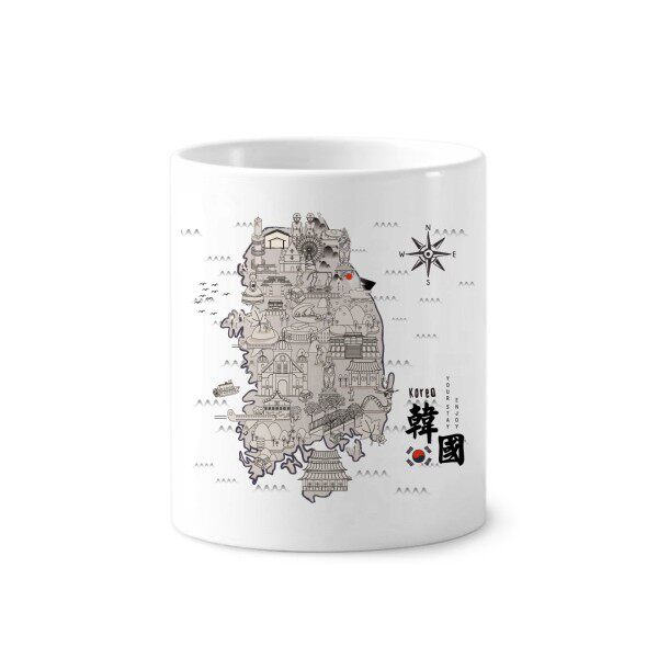 1945韩国怀旧地图陶瓷刷牙杯子笔筒白色马克杯礼物