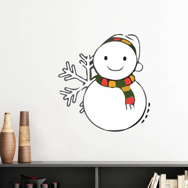 天气雪花雪人插画纹样墙贴壁纸房间贴花