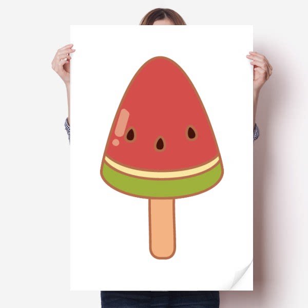 西瓜西瓜籽冰棍冰淇淋海报贴纸80x55cm墙贴纸卧室家居装饰