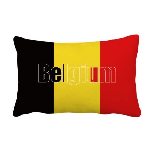 比利时国旗英文名抱枕靠枕腰枕沙发靠垫双面含芯礼物