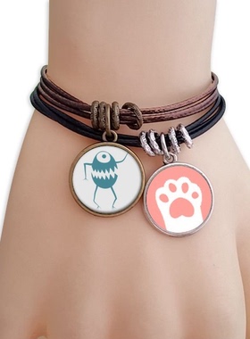 独眼外星生物黑棕手链对饰品猫咪礼物礼品