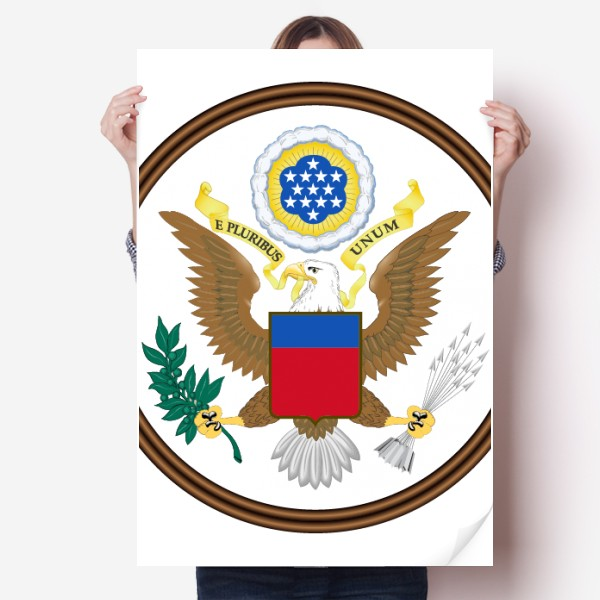 美国北美洲国徽海报贴纸80x55cm墙贴纸卧室家居装饰