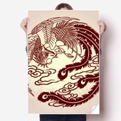 凤凰于飞动物肖像画海报贴纸80x55cm墙贴纸卧室家居装 饰