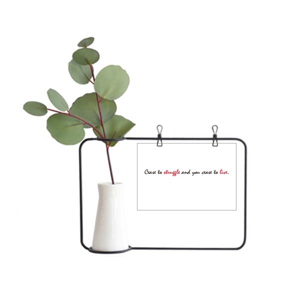 励志英文标语生命不止奋斗不息金属相框陶瓷花瓶装饰