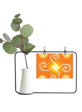 橙色卷墨西哥图腾手绘金属相框陶瓷花瓶装饰