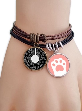 中国春秋战国装饰图案黑棕手链对饰品猫咪礼物礼品