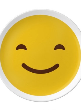 微笑黄色可爱网聊表情包插画陶瓷餐盘子8寸月光盘餐具家居礼物