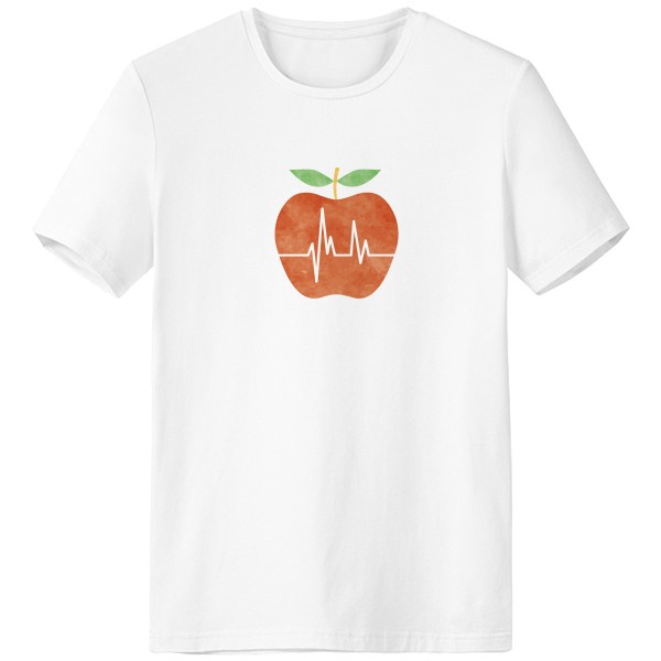 心形心电图创意设计图案男女白色短袖T恤创意纪念衫个性T恤衫礼物