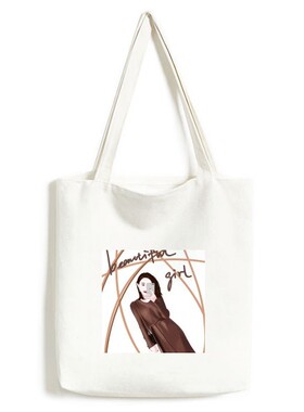 美丽女孩手绘插画服饰白色单肩帆布包手提袋时尚环保袋礼物