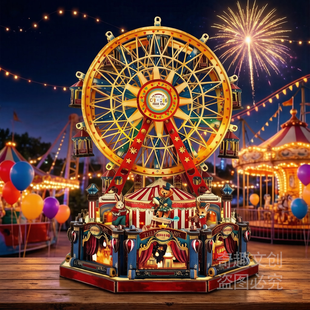 手工木质拼装diy音乐盒八音盒旋转摩天轮生日情人节儿童礼物女生